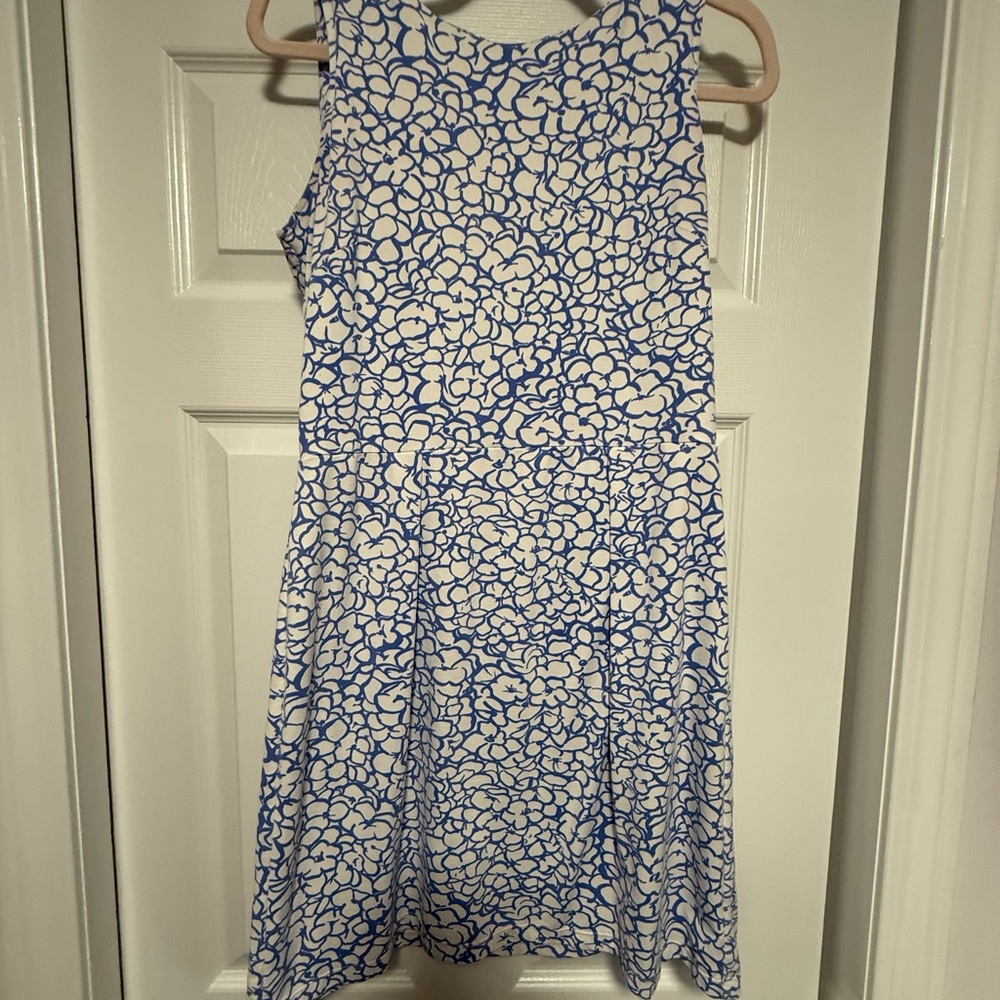 MAHI GOLD Blue and White Midi Dress
